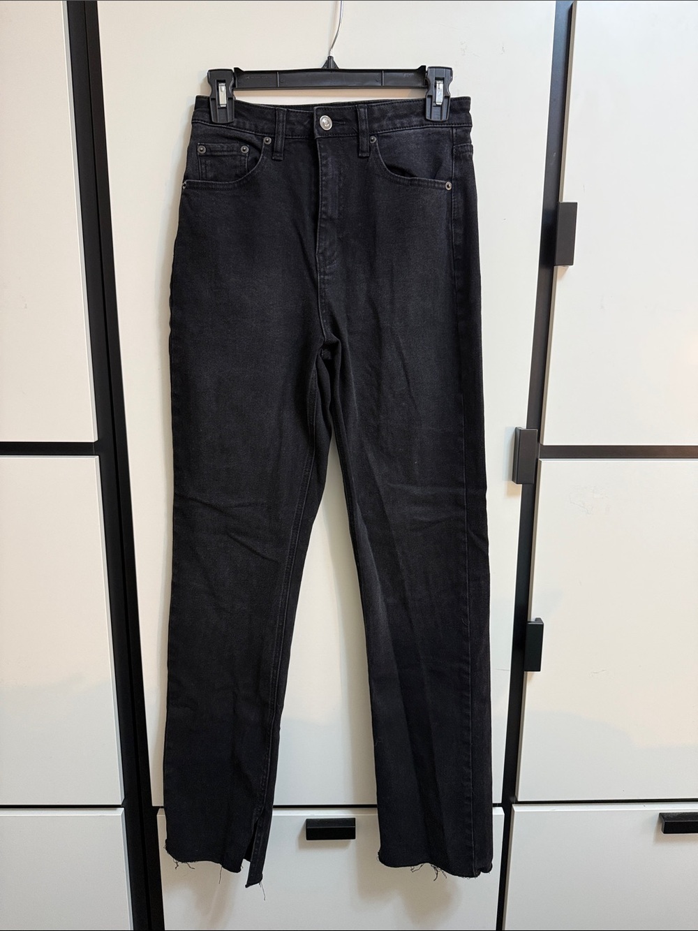 24 Colours Women's Slim Straight Black Jeans